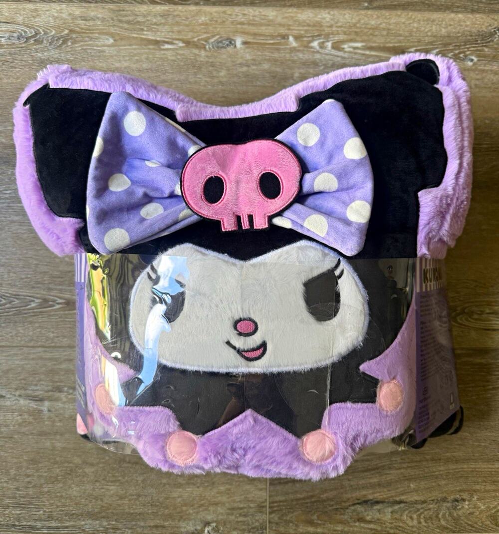 Sanrio Kuromi Faux Fur Pillow & Reversible Cloud Throw Blanket 60x 70 Kids